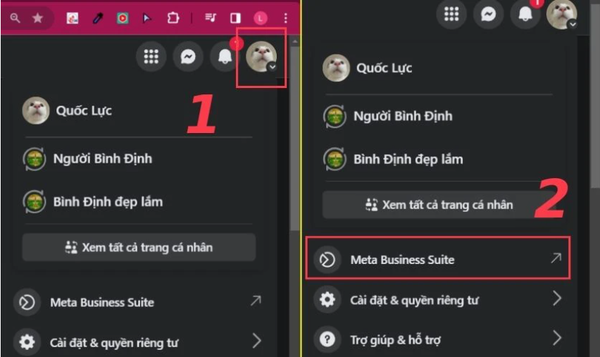 truy cập Meta Business Suite