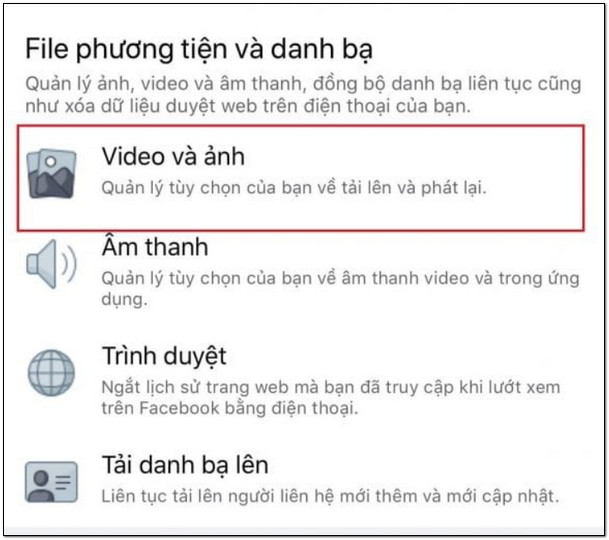 Chọn Video và ảnh