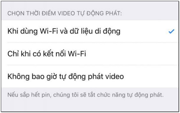 Nhấp chọn hình thức phát video