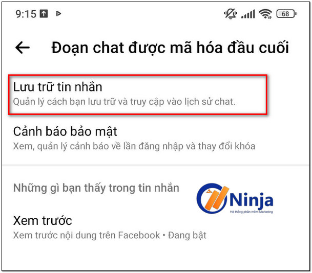 Nhấp mục Lưu trữ tin nhắn