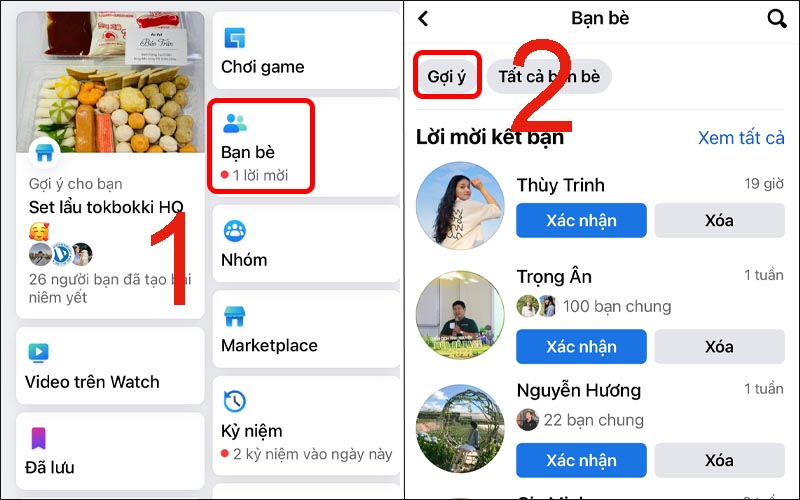Xem gợi ý kết bạn ở điện thoại