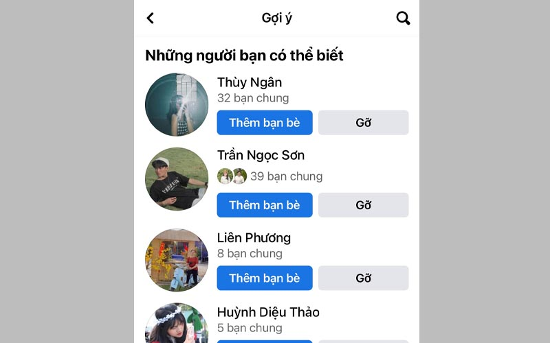 Tắt gợi ý kết bạn